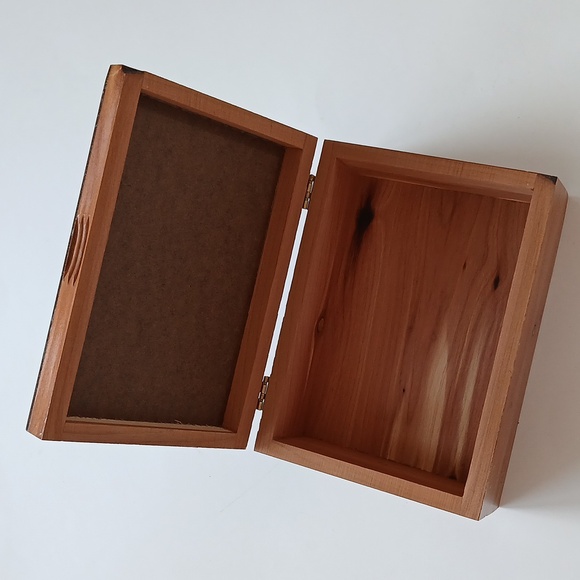 Folk Art Wooden Cedar Box Pennsylvania Dutch BLESS THIS HOUSE OH LORD WE PRAY - Picture 2 of 11